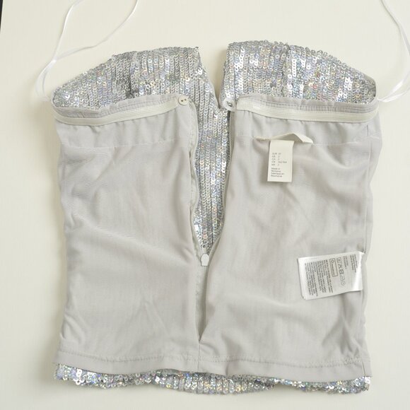 H&M Sequins Strapless Top, Size 0 - 2, Silver - Picture 9 of 10